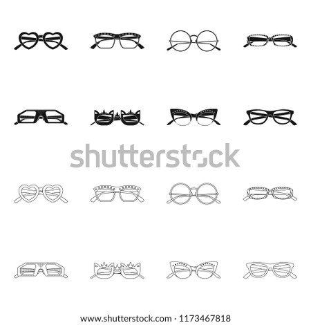 Vector illustration of glasses and sunglasses sign. Collection of glasses and accessory stock vector illustration.
