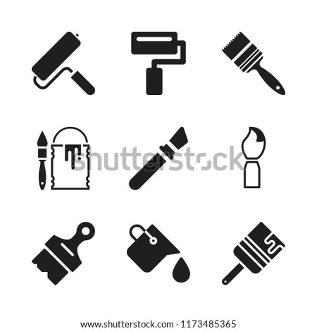 painter icon. 9 painter vector icons set. paint bucket, paint roller and painting brush icons for web and design about painter theme Royalty-Free Stock Photo #1173485365