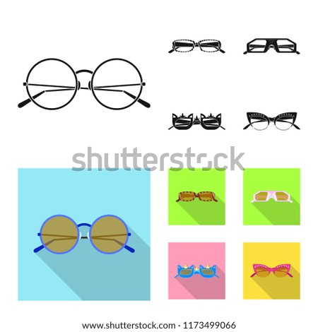 Vector design of glasses and sunglasses symbol. Set of glasses and accessory vector icon for stock.