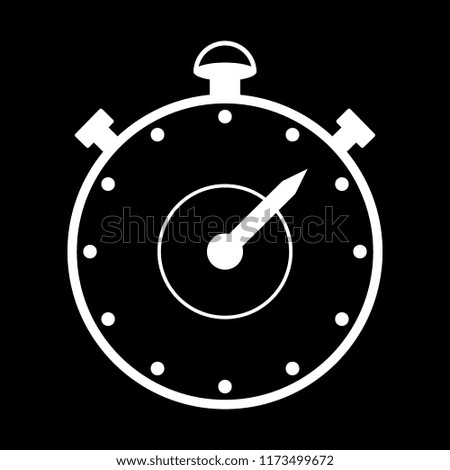 Stopwatch icon on black background. Vector illustration.