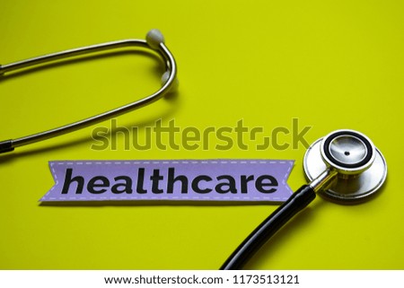 Healthcare with stethoscope concept inspiration on yellow background