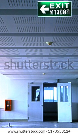 emergency led lighting with exit sign install inside a building for safety so attractive signage pattern for interior background