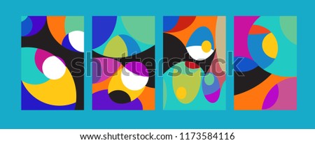Vector Abstract Colorful Geometric and Curvy pattern background illustration. Set of Abstract Tribal Ethnic background for Cover, Poster, and print in Eps 10.