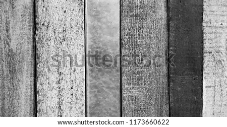 Wood black and white plank texture background .