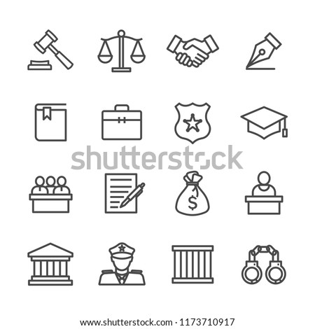 Justice and law lines icon set Royalty-Free Stock Photo #1173710917