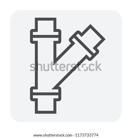 Pipe icon and flange fitting for pipeline connection with valve and other pipe. Using for transportation liquid or gas i.e. crude, oil, natural gas, sewage, wastewater, plumbing. 64x64 pixel icon.