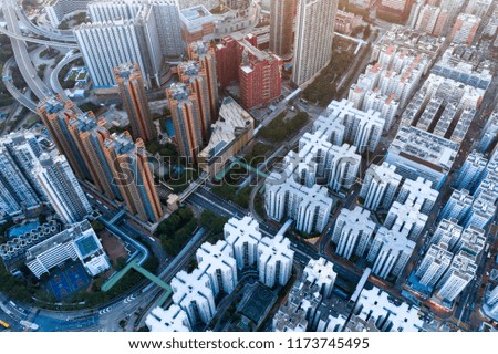 Aerial view of Hong Kong City 