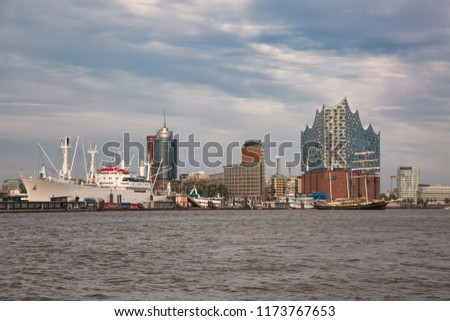 View of Hamburg's Hafencity with Elbphilharmonie
