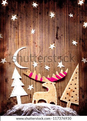 Christmas decoration over grunge background/vintage paper christmas card