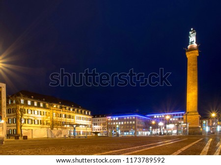 At night at the center of Darmstadt, Hesse, Germany Royalty-Free Stock Photo #1173789592