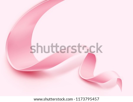 Breast cancer awareness poster template with realistic pink ribbon on pink background. Women health care support symbol. female hope satin emblem. Vector illustration