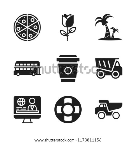 view icon. 9 view vector icons set. coffee cup, rose and pizza icons for web and design about view theme