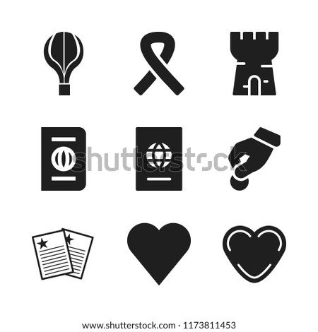 national icon. 9 national vector icons set. donate, heart and awareness ribbon icons for web and design about national theme