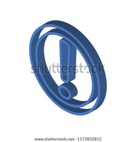 Exclamation mark isometric left top view 3D icon