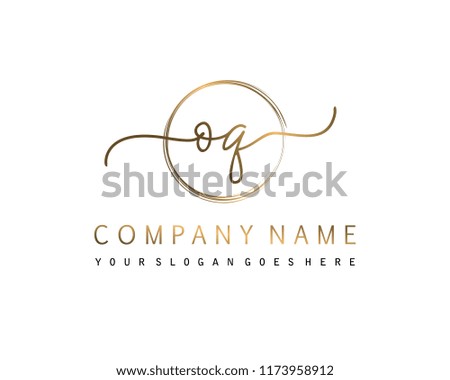 O Q Initial handwriting logo vector