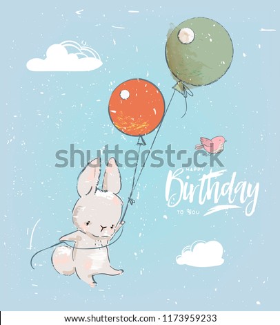 Little hare with balloon