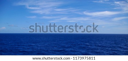 Atlantic ocean - beautiful seascape sea horizon and blue sky, natural photo background