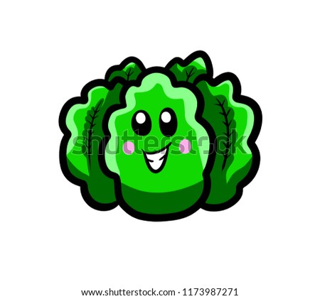 Digital ilustration of a cartoon canbbage emoticon