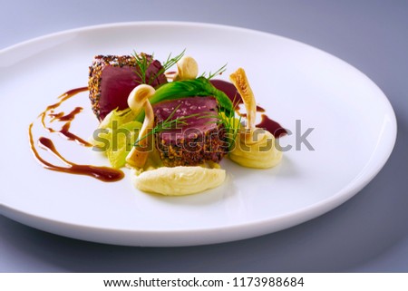 Beautiful and tasty food on a plate Royalty-Free Stock Photo #1173988684