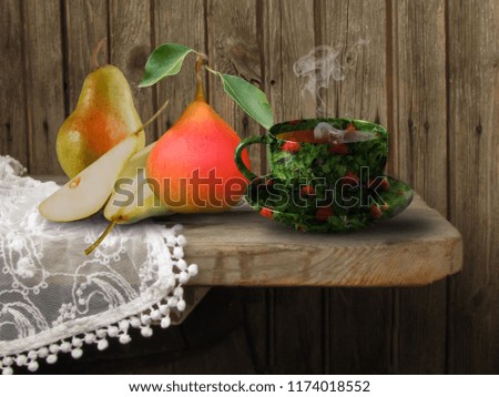 variations of rural still life with pears