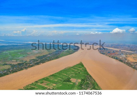 Aerial Mekong River Cambodia