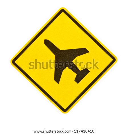 Blank yellow road sign on white background with clipping path. Royalty-Free Stock Photo #117410410