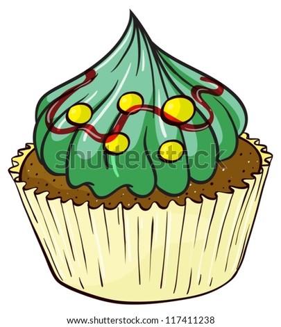 Illustration of an isolated cupcake on white