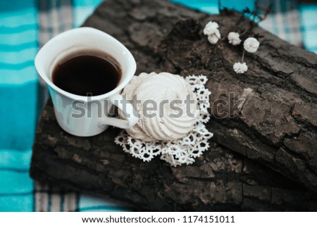 coffee with cake on the table