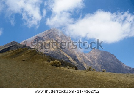 view of volcano mountain rinjani of indonesia.