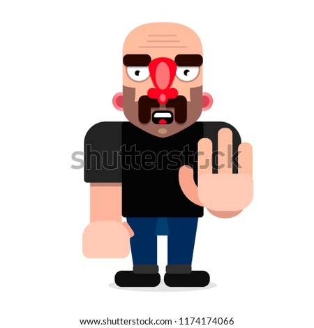Security guard. Strong Athletic man in black clothes. Protection of property and individual. Vector illustration