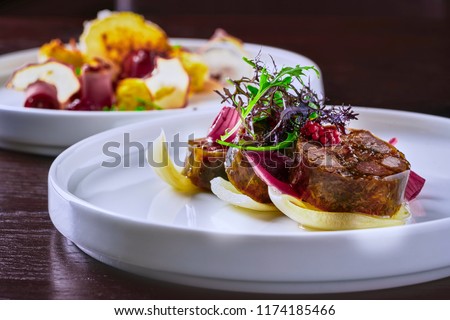 Beautiful and tasty food on a plate Royalty-Free Stock Photo #1174185466