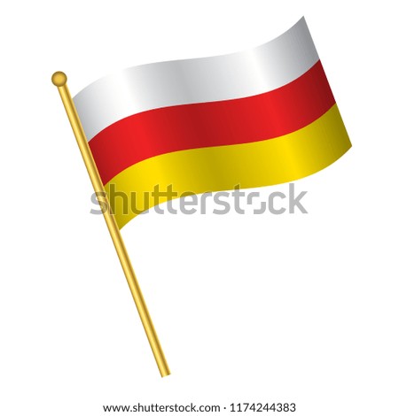 Flag of North Ossetia, North Ossetia flag Golden waving isolated vector illustration eps10.