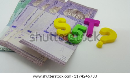 SST alphabet word white Malaysia currency isolated in white background