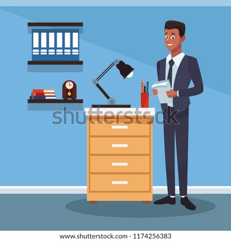 Businessman working cartoon