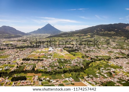 Aerial view of Quetzaltenango, the second largest city of Guatemala, Central America Royalty-Free Stock Photo #1174257442