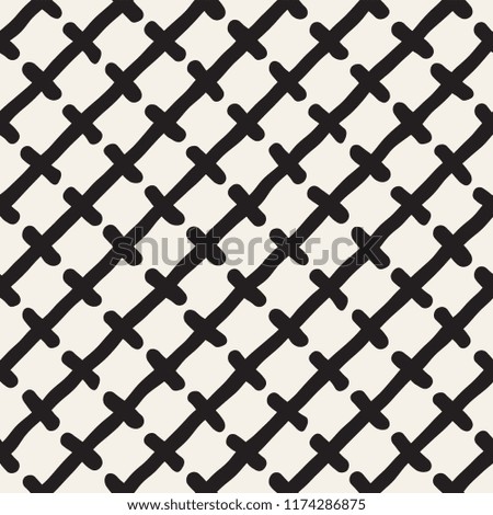 Hand drawn seamless pattern. Abstract geometric shapes background in black and white. Vector ethnic style grungy texture.