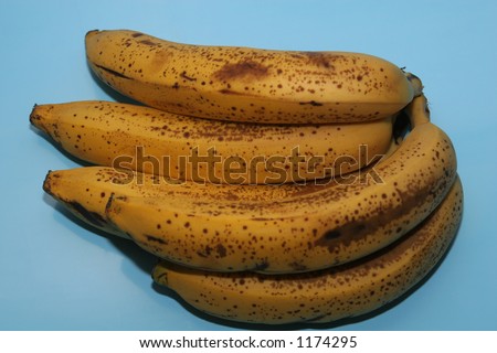 ripe bananas isolated on light blue