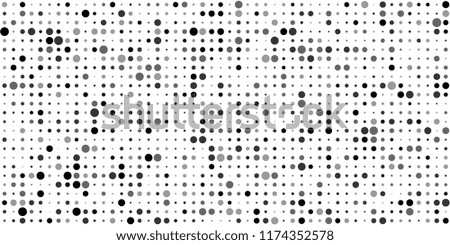 Monochrome Halftone Background. Abstract Texture with Different Sizes Black Dots on White Fond for Banner, Paper, Fabric. Modern Digital Black and White Background. Vector Texture.