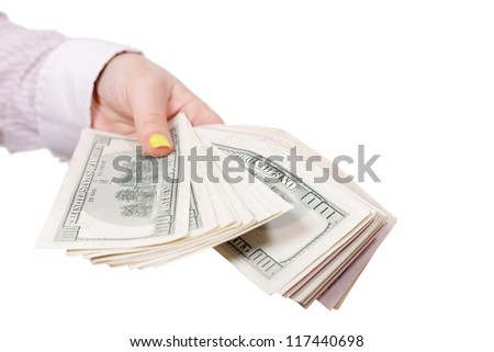 give money to an isolated white background
