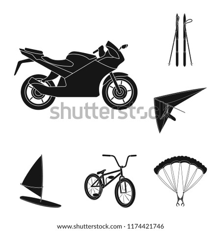 Extreme sport black icons in set collection for design.Different kinds of sports vector symbol stock web illustration.