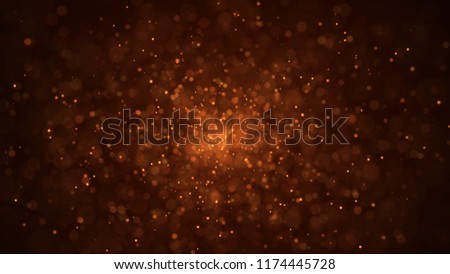 Golden dust particles. Abstract background of particles. 3d rendering.