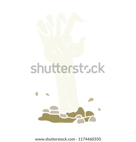 flat color illustration of zombie hand rising from ground