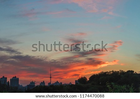 sunset in the city of Kiev