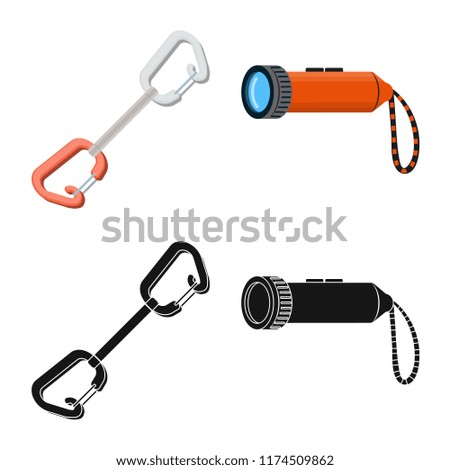 Vector illustration of alpinism and peak sign. Set of alpinism and camp stock vector illustration.