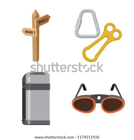 Isolated object of alpinism and peak symbol. Set of alpinism and camp stock symbol for web.