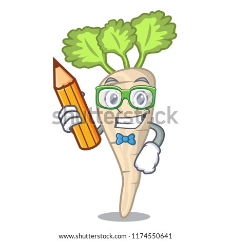 Student parsnip isolated on the cartoon style