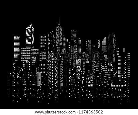 Modern City skyline, city silhouette, vector illustration in flat design Royalty-Free Stock Photo #1174563502