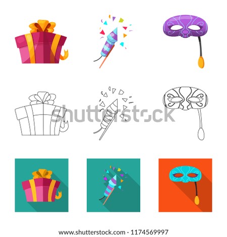 Vector design of party and birthday symbol. Set of party and celebration stock symbol for web.