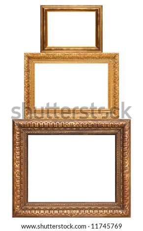 Three stacked antique picture frames, add your own text or photos.