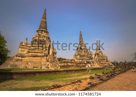 Temple of Wat Phra Sri Sanphet in the historic city of Ayutthaya, Thailand